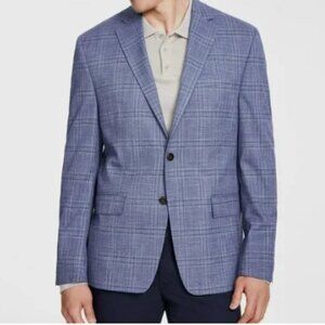 Michael Kors Men's 43 Reg Kent Classic Fit Stretch Plaid Sport Coat Blue NWT